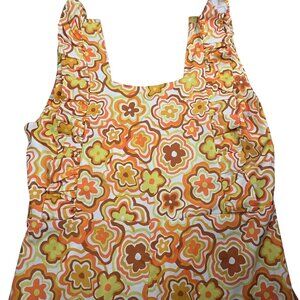 Dazey LA Womens Ruffle Sleeveless Retro Floral Jumpsuit Large